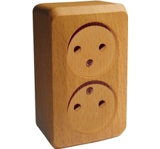 Розетка накладная двойная без заземления (бук) Systeme Electric PA16-005T