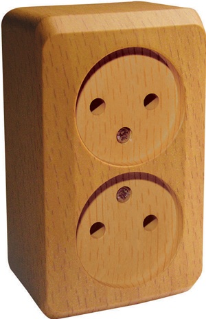 Розетка накладная двойная без заземления (бук) Systeme Electric PA16-005T