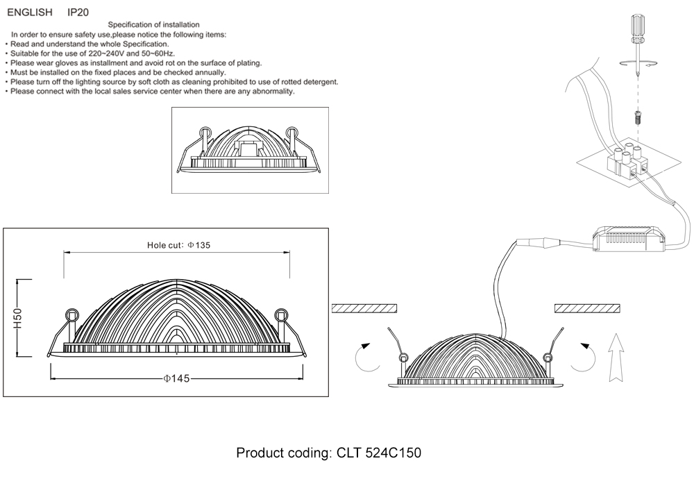 Встраиваемый светильник Crystallux CLT 524C150 WH_CR