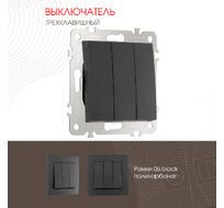 Выключатель трёхклавишный 10AX 250V Arte Milano 206.30-3.black