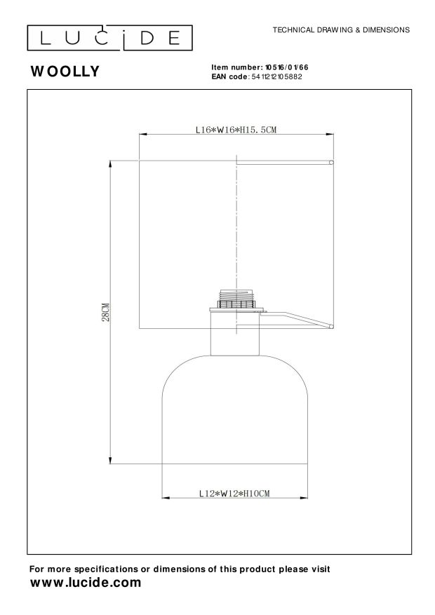 Настольная лампа Lucide WOOLLY 10516/01/66