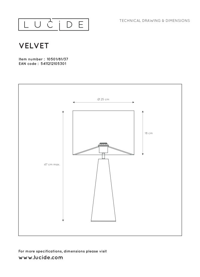 Настольная лампа Lucide EXTRAVAGANZA VELVET 10501/81/37