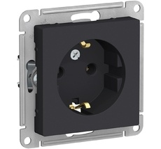 Розетка встраиваемая с заземлением (карбон) Systeme Electric ATN001043