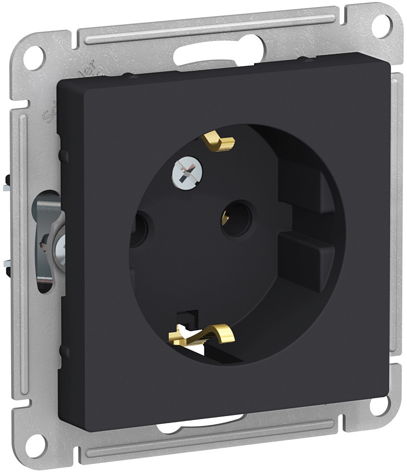 Розетка встраиваемая с заземлением (карбон) Systeme Electric ATN001043