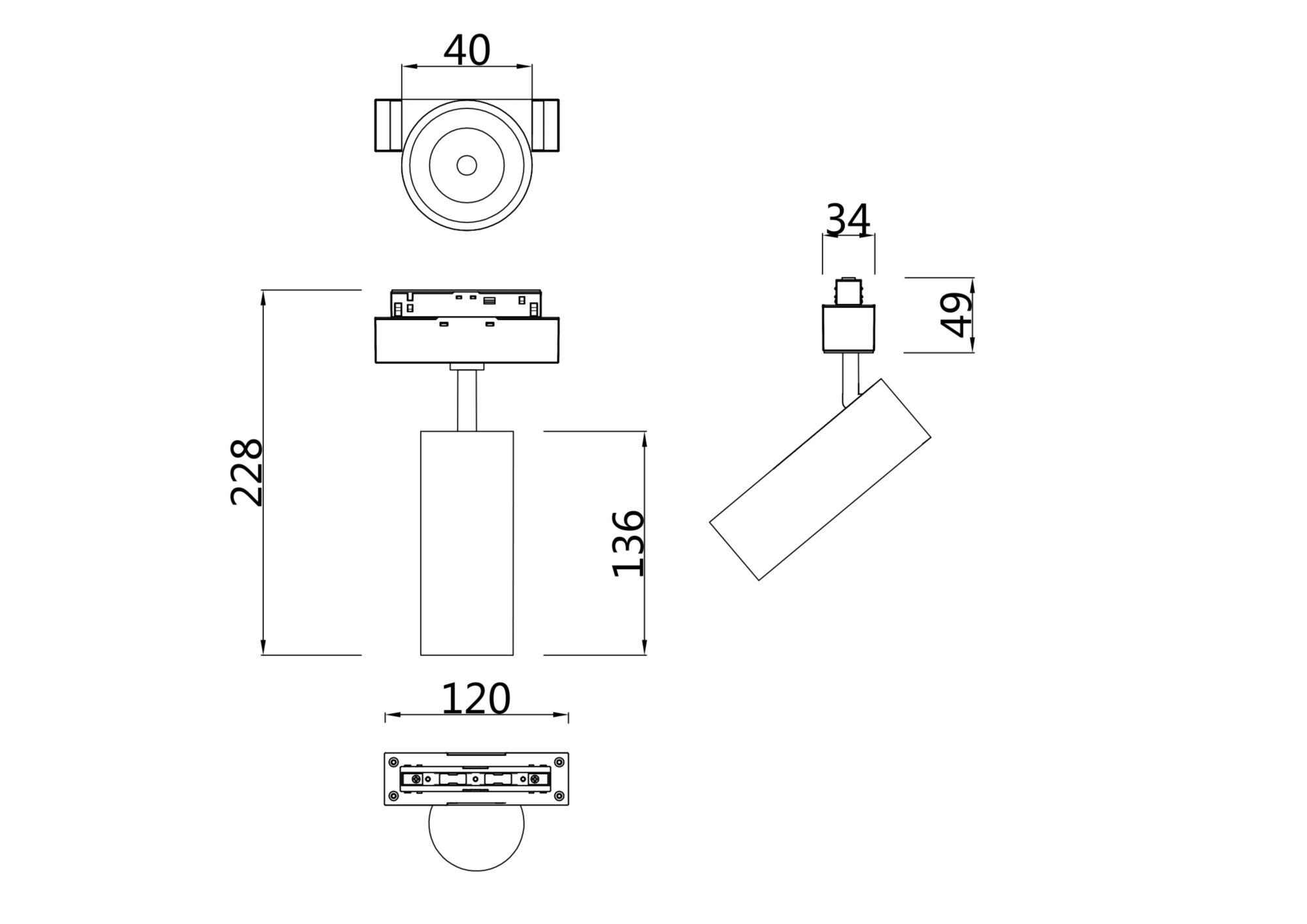 Трековый светильник Maytoni Track lamps TR019-2-7W4K-B_MY