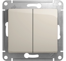 Выключатель встраиваемый двухклавишный (молочный) Systeme Electric GSL000951