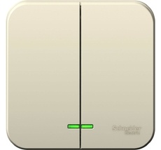 Выключатель накладной двухклавишный с подсветкой (молочный) Systeme Electric BLNVA065112