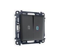 Выключатель двухклавишный проходной с подсветкой Ambrella Volt ALFA мягкое касание QUANT MA904040_AMB