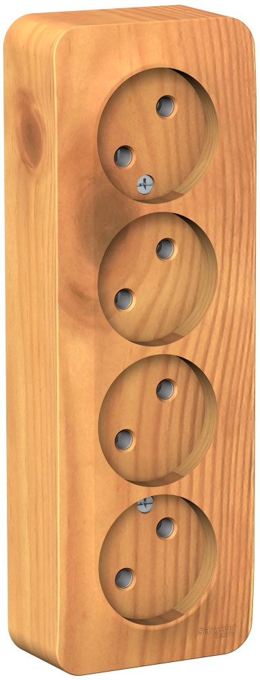 Розетка накладная четверная без заземления (ясень) Systeme Electric BLNRA000415