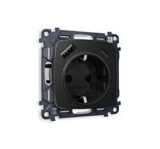 Розетка Ambrella Volt OMEGA 2USB A+C 20W быстрая зарядка с заземлением и шторками 2P+E 16A-250V QUANT MO810010_AMB