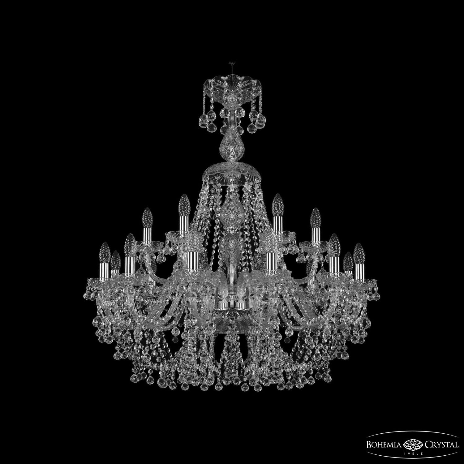 Хрустальная люстра Bohemia Ivele Crystal 1409/12+6/300/XL-95 Ni_BI