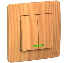 Выключатель встраиваемый двухклавишный с подсветкой (ясень) Systeme Electric BLNVS010515