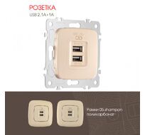 Розетка USB 2.1А+1А Arte Milano 205.46-1.shampan