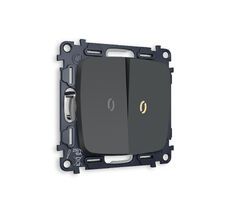 Выключатель двухклавишный проходной с подсветкой Ambrella Volt OMEGA мягкое касание QUANT MO904030_AMB