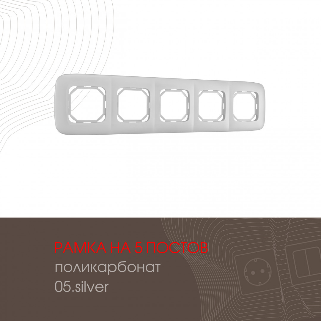 Рамка из поликарбоната на 5 постов Arte Milano 505.05-5.silver