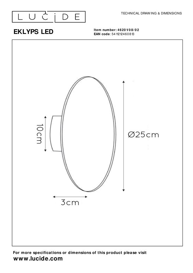 Настенный светильник Lucide EKLYPS LED 46201/08/02