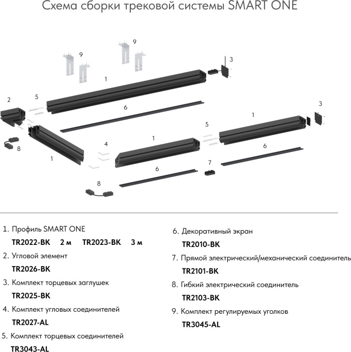 Прямой соединитель для трека Denkirs TR2101-BK