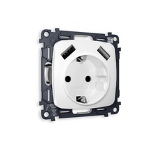 Розетка OMEGA 2USB A+A 18W быстрая зарядка с заземлением и шторками QUANT Ambrella Volt MO109010_AMB