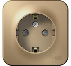 Розетка накладная с заземлением и шторками (титан) Systeme Electric BLNRA011114