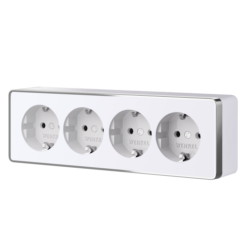 Розетка четверная с заземлением и шторками Gallant белая Werkel a071252_WR