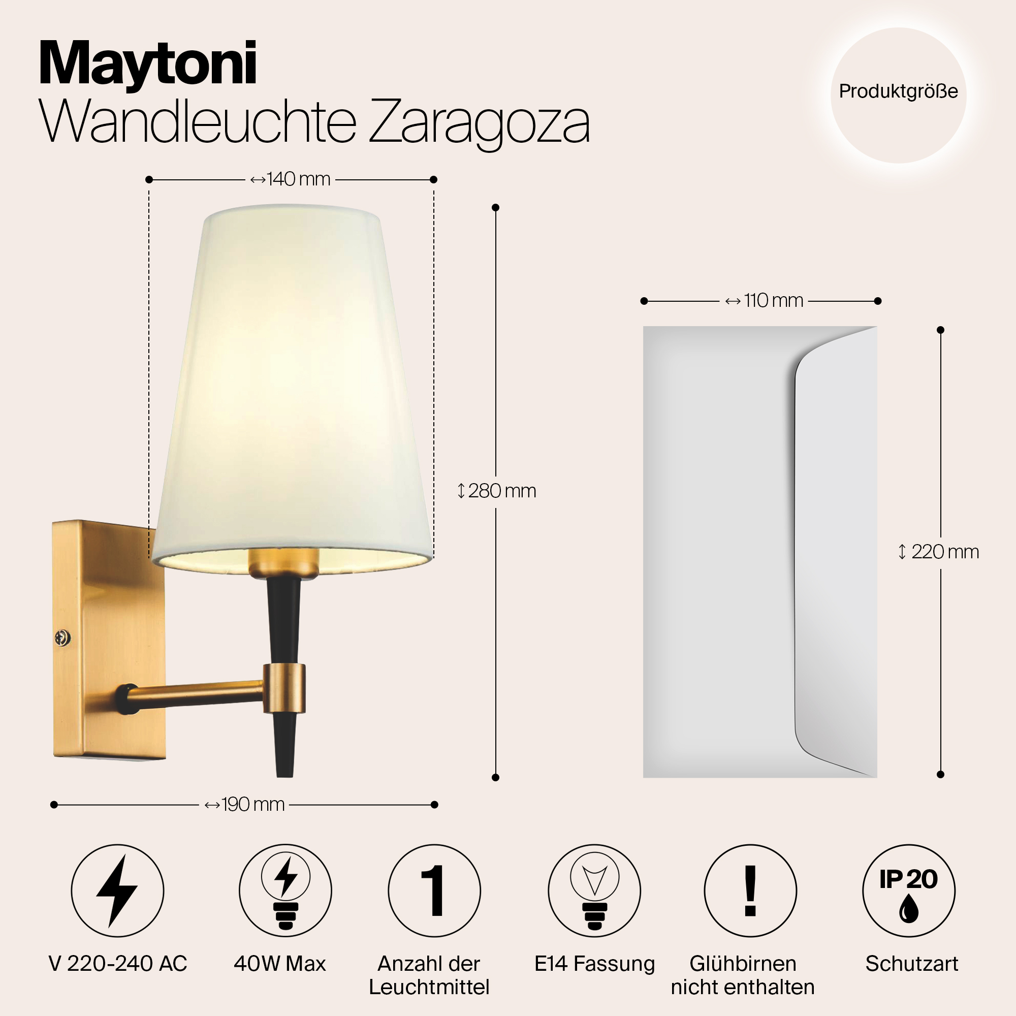 Бра Maytoni Zaragoza H001WL-01BS_MY