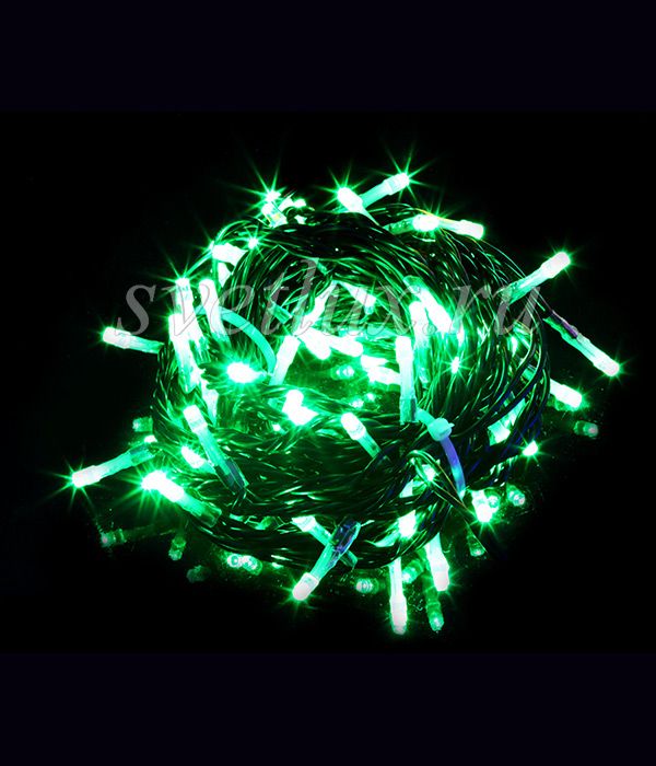 

Комплект 5 Зеленых Нитей по 20м, 1000 LED, Провод Черный ПВХ, IP54 03-053, 03-053
