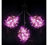 Комплект 3 Светло-Розовых Нити по 20м c Контроллером, 600 LED, Провод Прозрачный Силикон, IP65 KDD600C-10-1BP