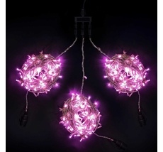 Комплект 3 Светло-Розовых Нити по 20м c Контроллером, 600 LED, Провод Прозрачный Силикон, IP65 KDD600C-10-1BP
