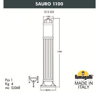 Уличный садовый светильник-столбик FUMAGALLI SAURO D15.555.000.VYF1R