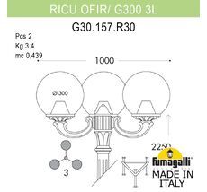 Уличный садово-парковый фонарь FUMAGALLI RICU OFIR/G300 G30.157.R30.BYF1R