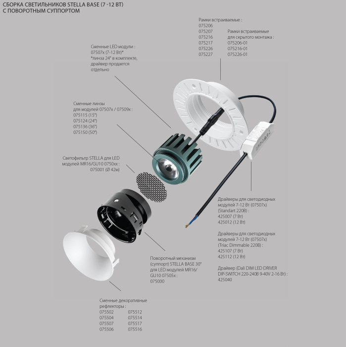 Рефлектор круглый для рамок 07520х/07520X-01 Lightstar STELLA 075506_LS