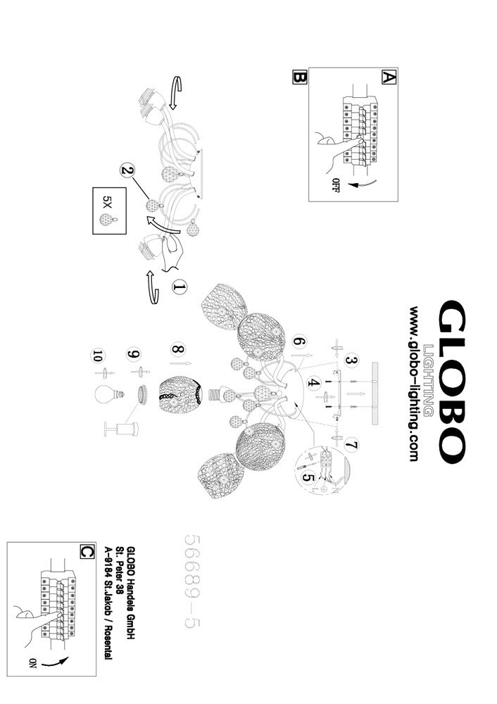 Потолочная люстра Globo Kordula 56689-5_GL