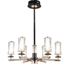 Потолочная LED люстра (+ночной режим) с ПДУ на штанге (13038/6R Black) Indigo V000185L