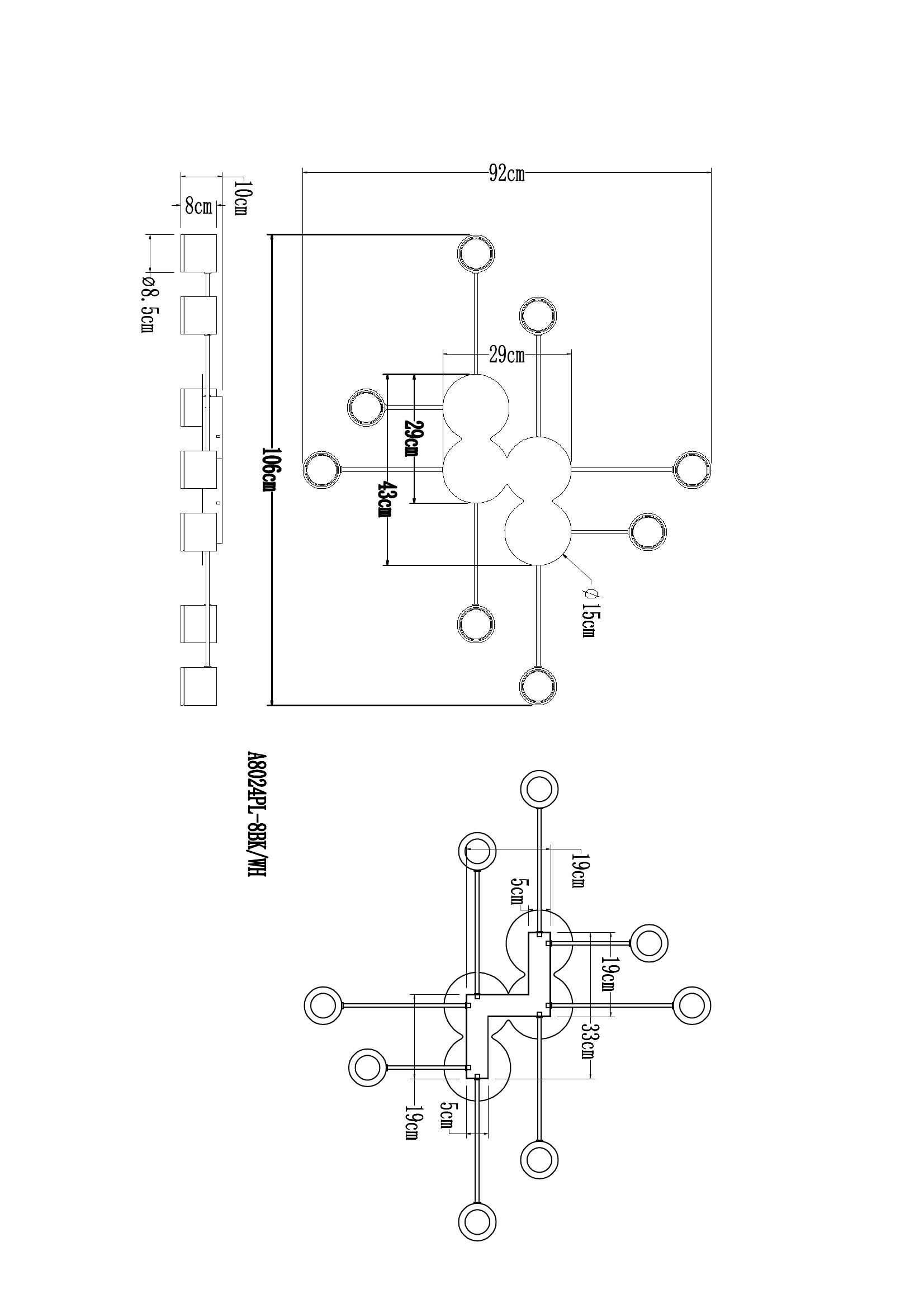 Потолочный светильник Arte Lamp LEGACY A8024PL-8WH