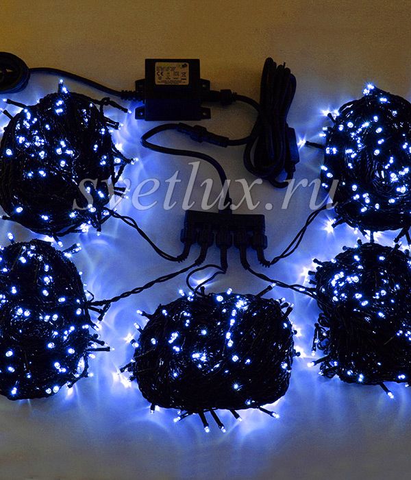 

Комплект 5 Синих Нитей по 20м, 900 LED, Провод Черный Силикон, IP65 03-069, 03-069