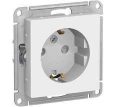 Розетка встраиваемая с заземлением и шторками (белый) Systeme Electric ATN000145