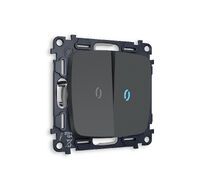 Выключатель двузхлавишный с подсветкой Ambrella Volt OMEGA мягкое касание QUANT MO904020_AMB