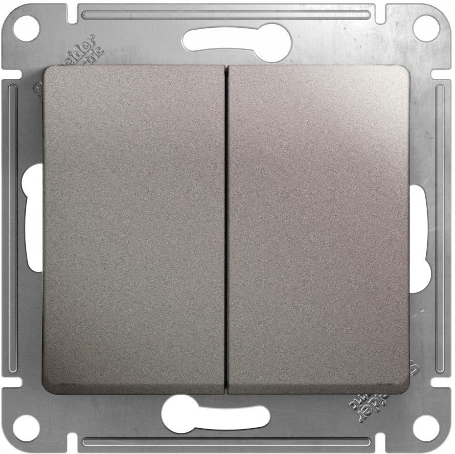 Выключатель встраиваемый двухклавишный (платина) Systeme Electric GSL001265