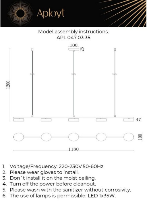 Подвесной светильник LED Aployt APL.047.03.35