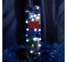 Светодиодная гирлянда линейная Лед шарики статичная 3м + 0.3м 5000K с питанием от батареек Feron 48610_FR