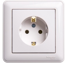 Розетка встраиваемая с заземлением (белый) Systeme Electric RS16-154-18