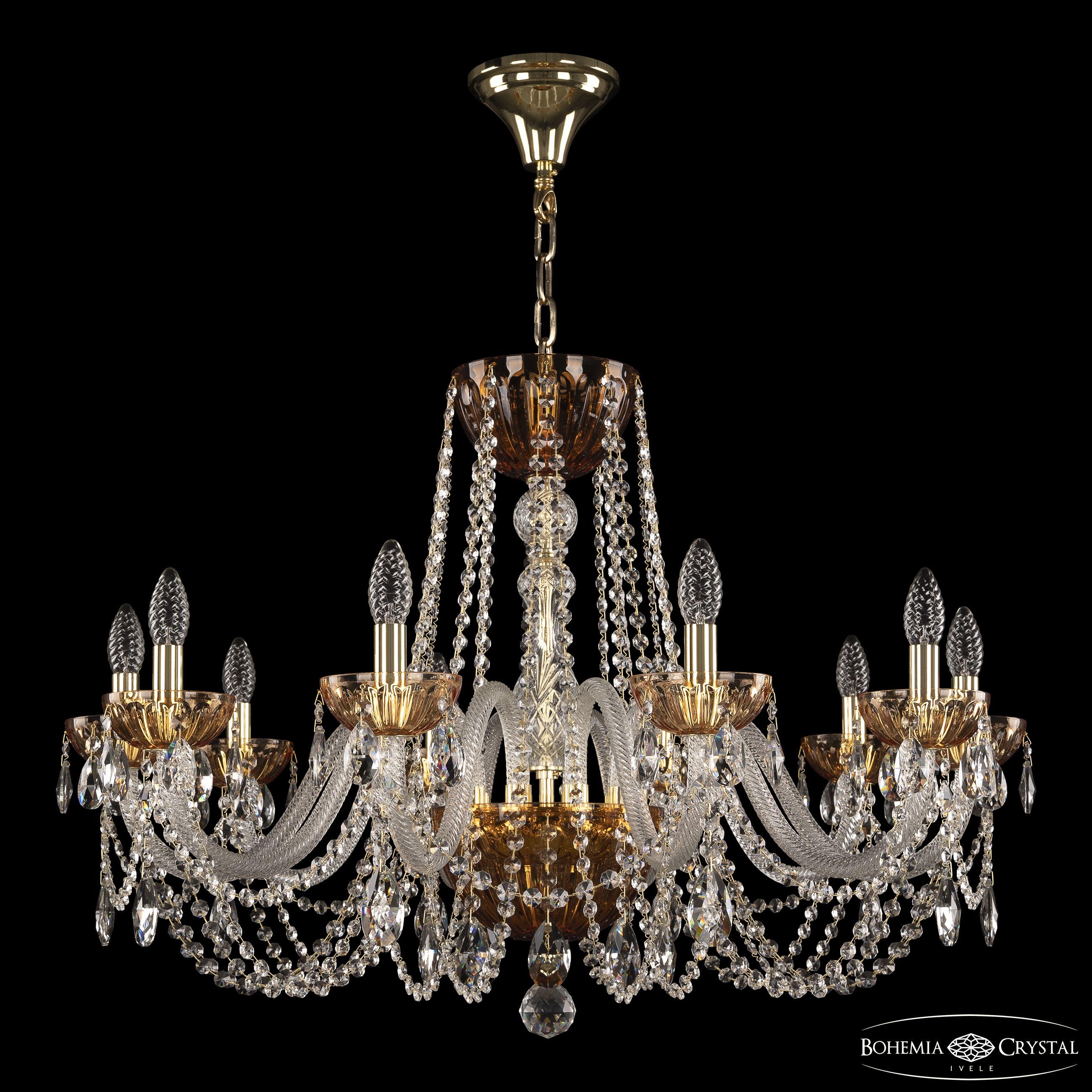 Хрустальная люстра Bohemia Ivele Crystal 5402/10/300 G Amber/M-1H_BI