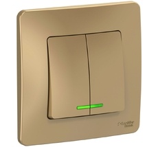 Выключатель встраиваемый двухклавишный с подсветкой (титан) Systeme Electric BLNVS010514