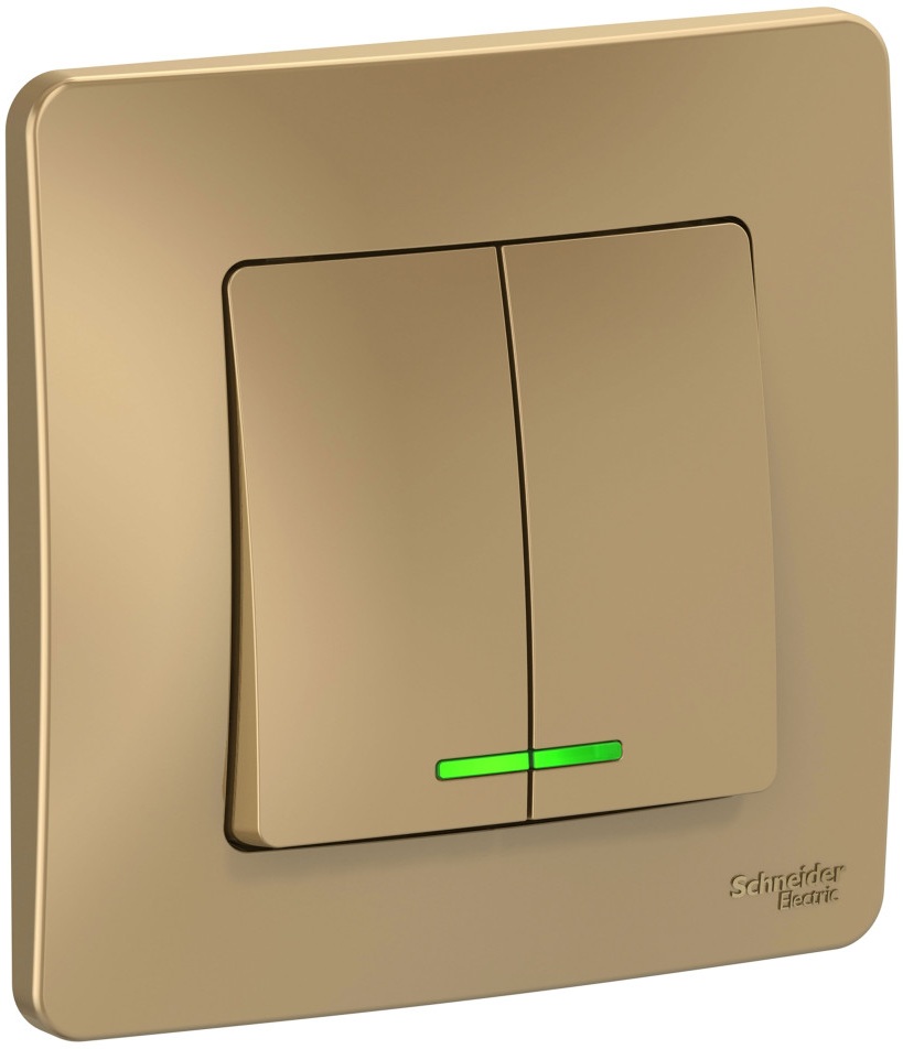 Выключатель встраиваемый двухклавишный с подсветкой (титан) Systeme Electric BLNVS010514