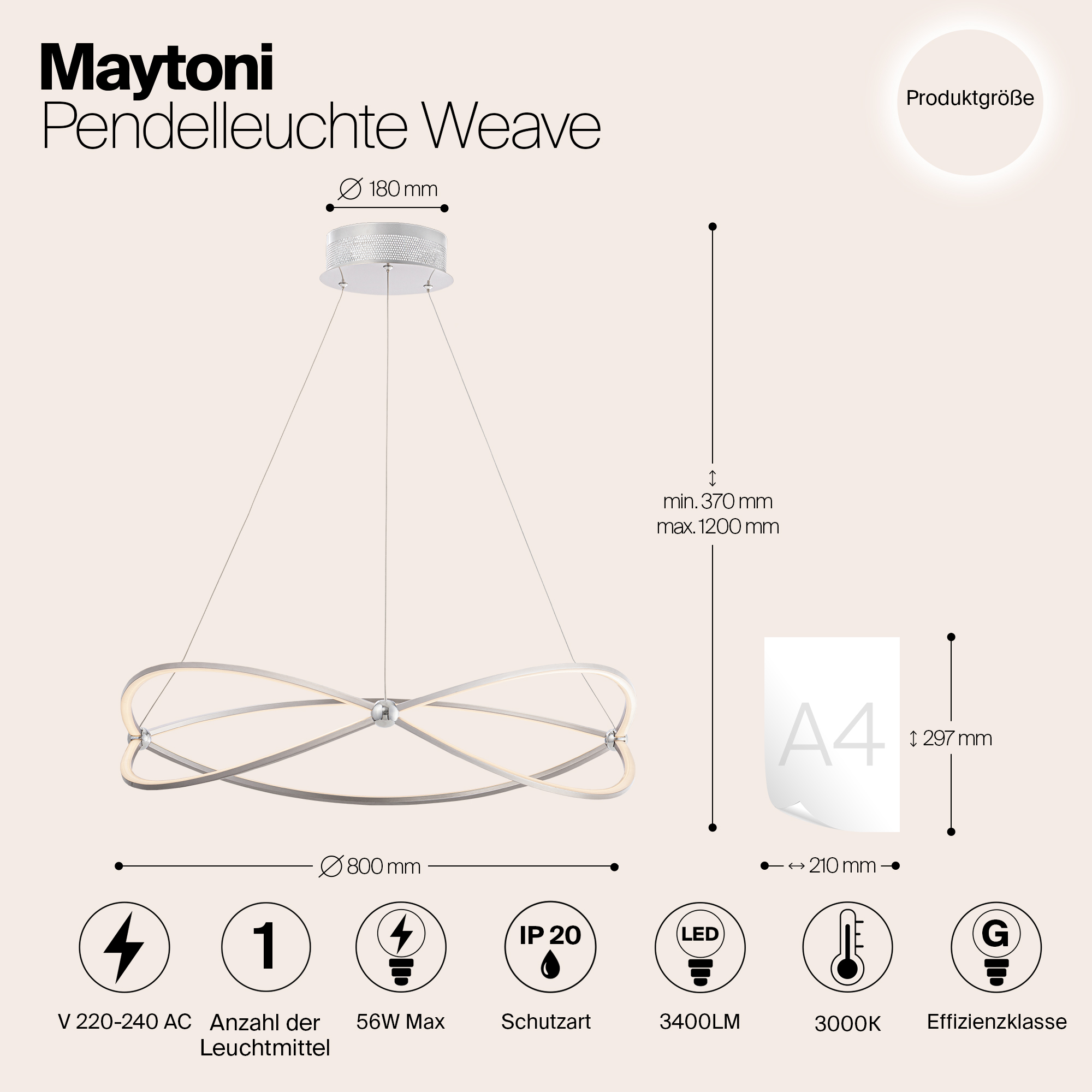 Подвесная люстра Maytoni Weave MOD062PL-L56CH3K_MY