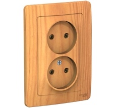 Розетка встраиваемая двойная без заземления (ясень) Systeme Electric BLNRS000025