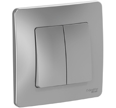 Выключатель встраиваемый двухклавишный (алюминий) Systeme Electric BLNVS010503