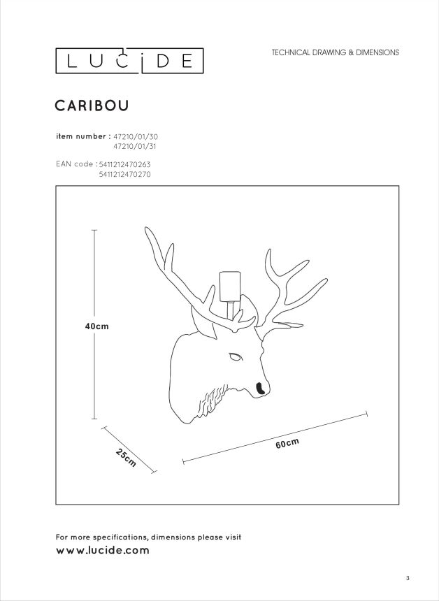 Бра Lucide EXTRAVAGANZA CARIBOU 47210/01/30