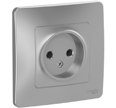 Розетка встраиваемая без заземления (алюминий) Systeme Electric BLNRS000013