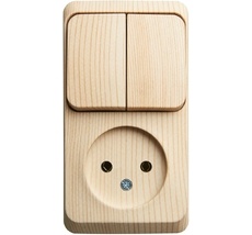 Розетка накладная без заземления с двухклавишным выключателем (сосна) Systeme Electric BPA16-205D